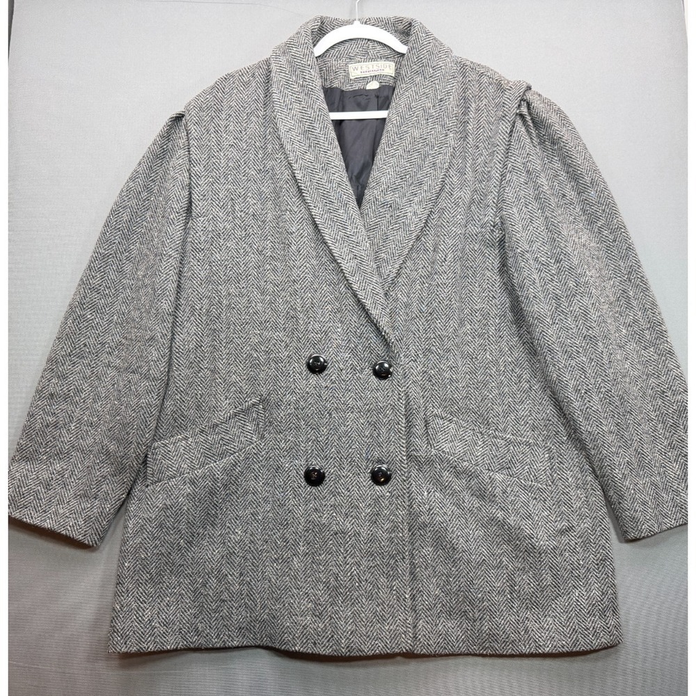 Vintage Westside Connection Tweed Blazer Jacket Grey Double Breasted Women's 20